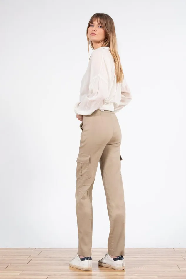 Avenue Montaigne KOOL Linen Khaki Women Pants