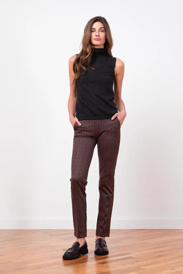 Avenue Montaigne LOUIS Houndstooth Copper Women Pants