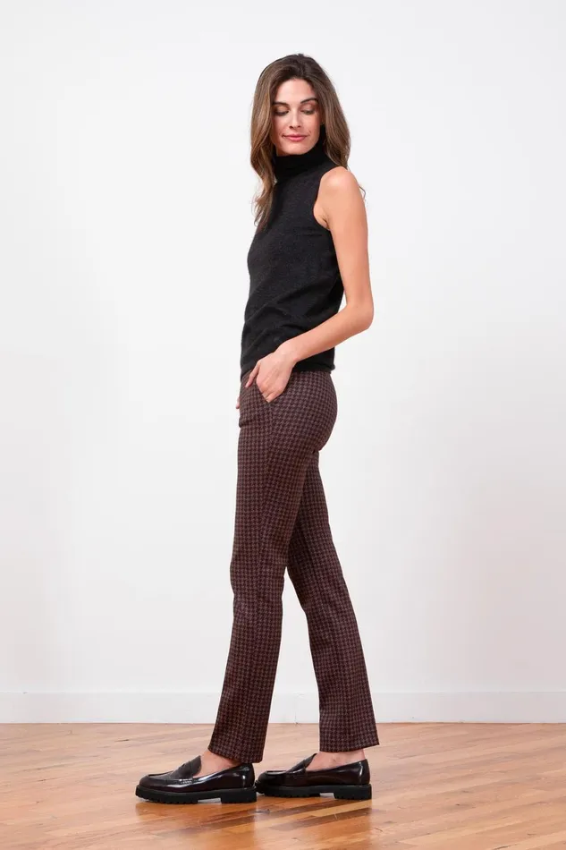 Avenue Montaigne LOUIS Houndstooth Copper Women Pants Avenue Montaigne LOUIS Houndstooth Copper Women Pants