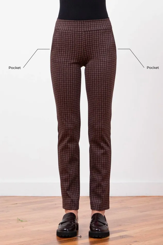 Avenue Montaigne LOUIS Houndstooth Copper Women Pants Avenue Montaigne LOUIS Houndstooth Copper Women Pants