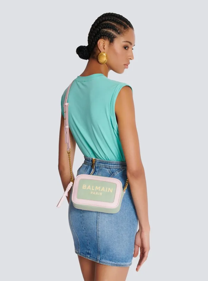 BArmy Camera Case In Canvas And Leather Green Women Balmain Crossbody Bags