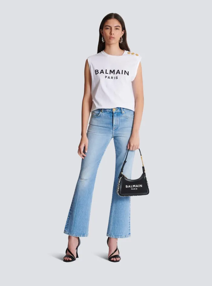 BArmy Handbag In Monogrammed Canvas And Leather Black Women Balmain Handbags