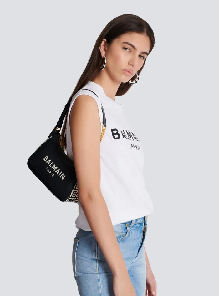 BArmy Handbag In Monogrammed Canvas And Leather Black Women Balmain Handbags