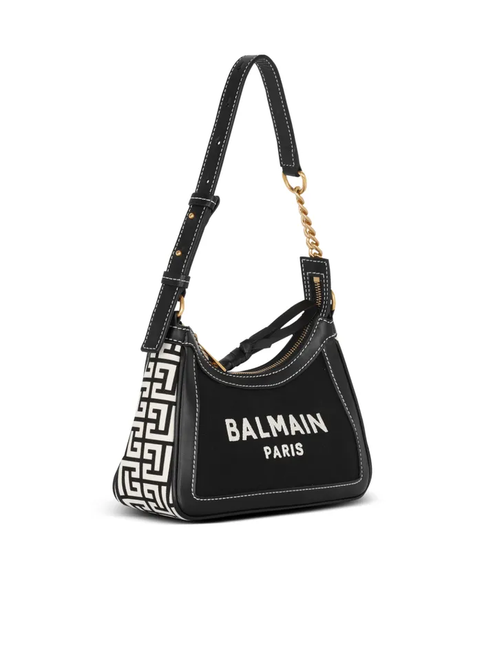 BArmy Handbag In Monogrammed Canvas And Leather Black Women Balmain Handbags