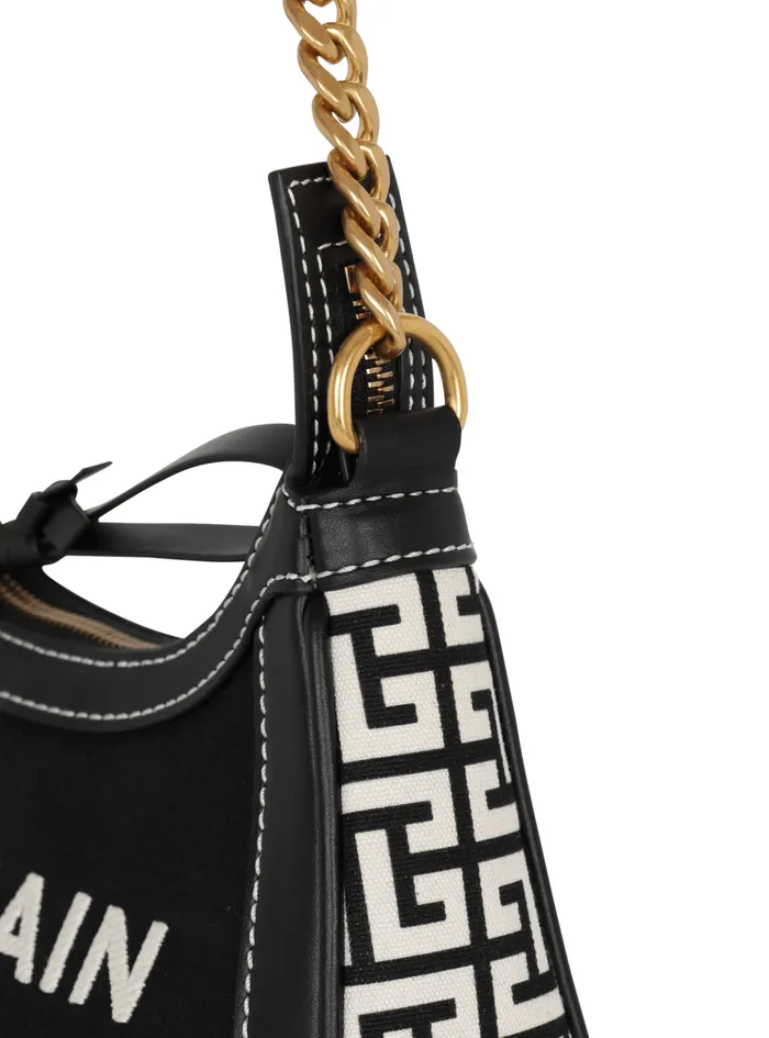 BArmy Handbag In Monogrammed Canvas And Leather Black Women Balmain Handbags