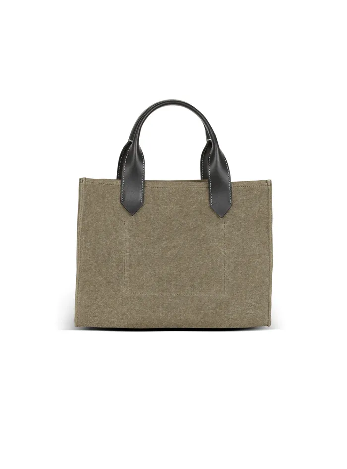 BArmy Small Tote Bag In Canvas And Leather Khaki Women Balmain Handbags