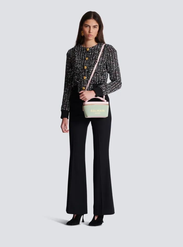 BArmy Vanity Case In Canvas And Leather Green Women Balmain Handbags