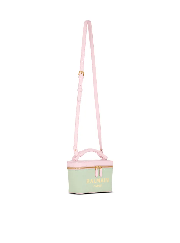 BArmy Vanity Case In Canvas And Leather Green Women Balmain Handbags