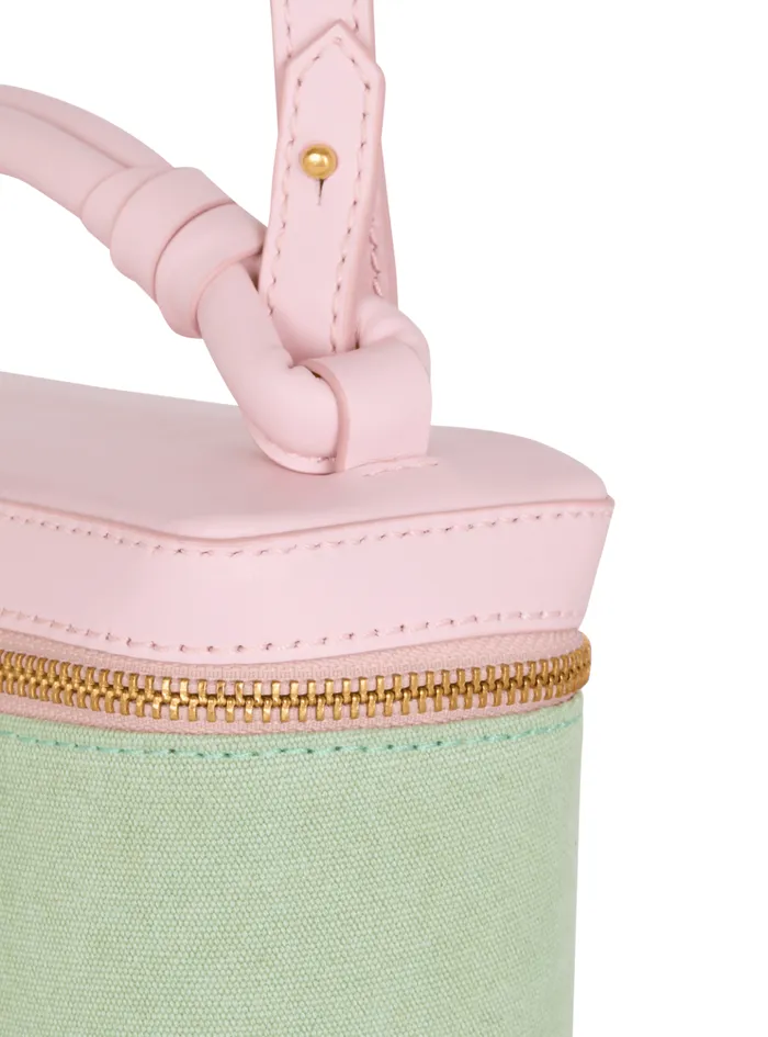 BArmy Vanity Case In Canvas And Leather Green Women Balmain Handbags