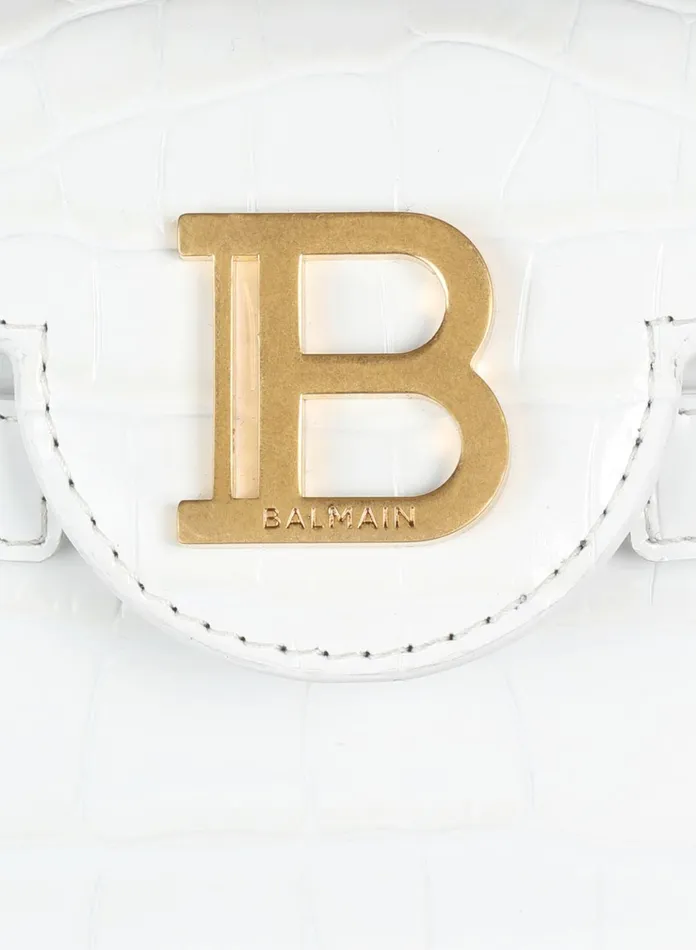 BBuzz 19 Bag In Crocodile Effectembossed Leather White Women Balmain Handbags