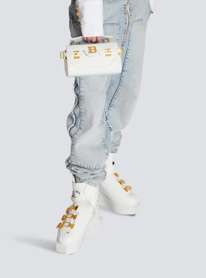 BBuzz 19 Bag In Crocodile Effectembossed Leather White Women Balmain Handbags