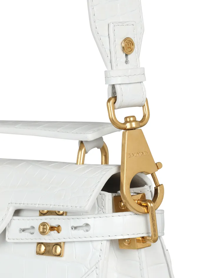 BBuzz 19 Bag In Crocodile Effectembossed Leather White Women Balmain Handbags