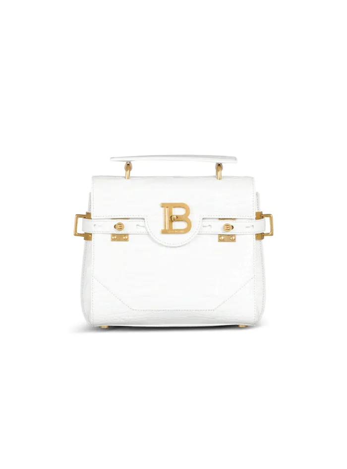 BBuzz 23 Bag In Crocodile Effectembossed Leather White Women Balmain Handbags
