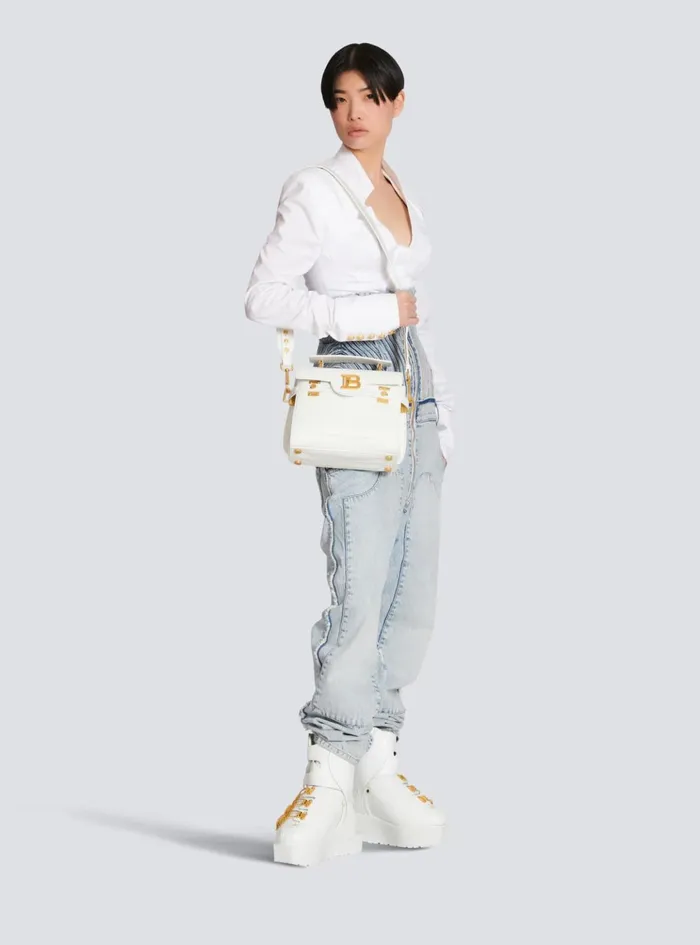 BBuzz 23 Bag In Crocodile Effectembossed Leather White Women Balmain Handbags