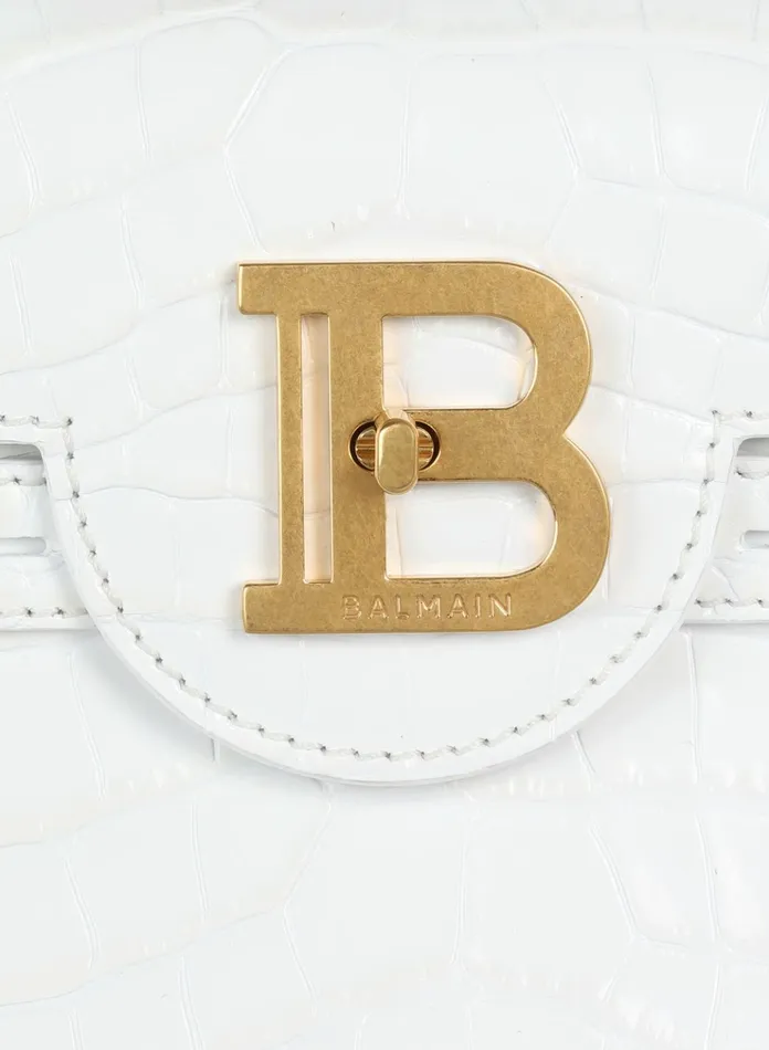 BBuzz 23 Bag In Crocodile Effectembossed Leather White Women Balmain Handbags