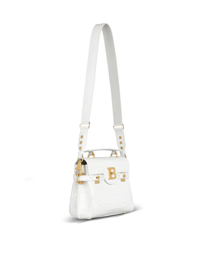 BBuzz 23 Bag In Crocodile Effectembossed Leather White Women Balmain Handbags