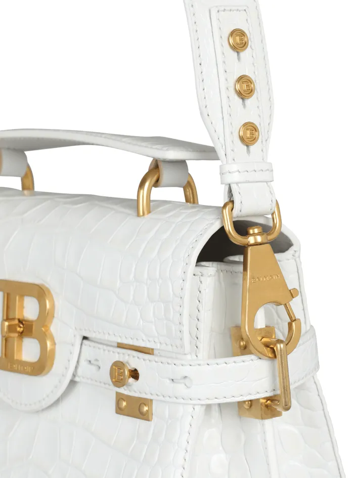 BBuzz 23 Bag In Crocodile Effectembossed Leather White Women Balmain Handbags