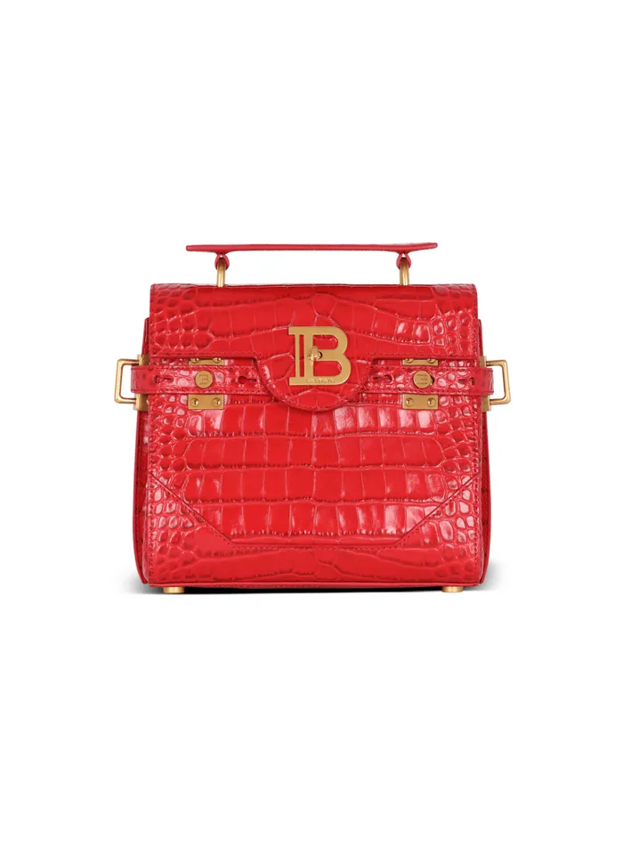 BBuzz 23 Bag In Crocodileprint Leather Red Women Balmain Handbags