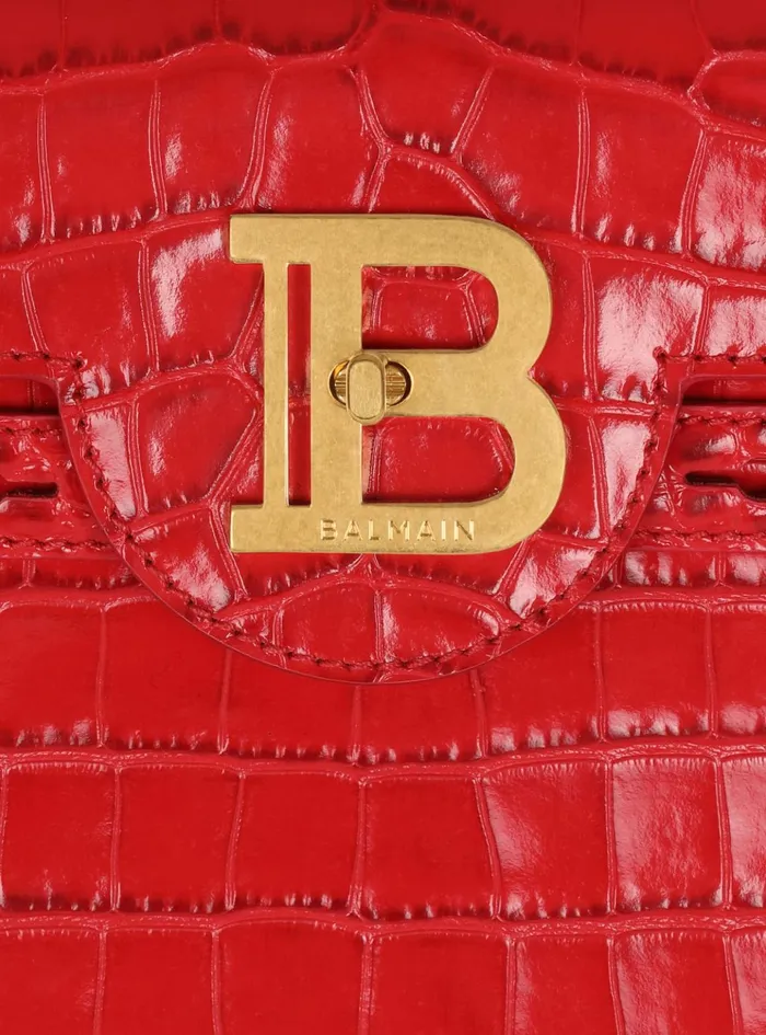 BBuzz 23 Bag In Crocodileprint Leather Red Women Balmain Handbags