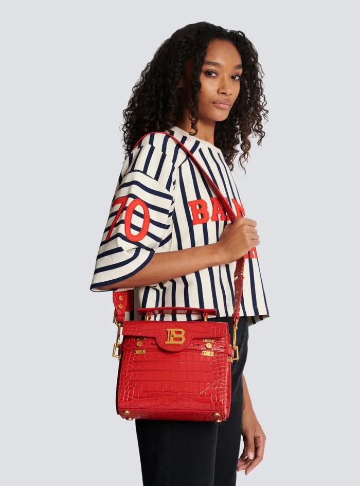 BBuzz 23 Bag In Crocodileprint Leather Red Women Balmain Handbags