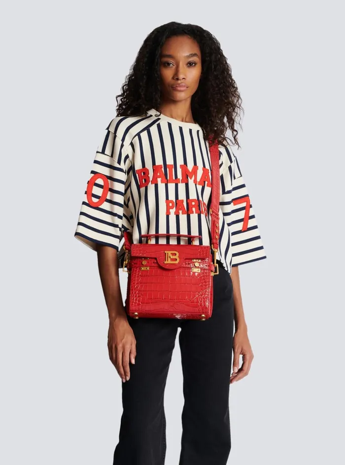 BBuzz 23 Bag In Crocodileprint Leather Red Women Balmain Handbags