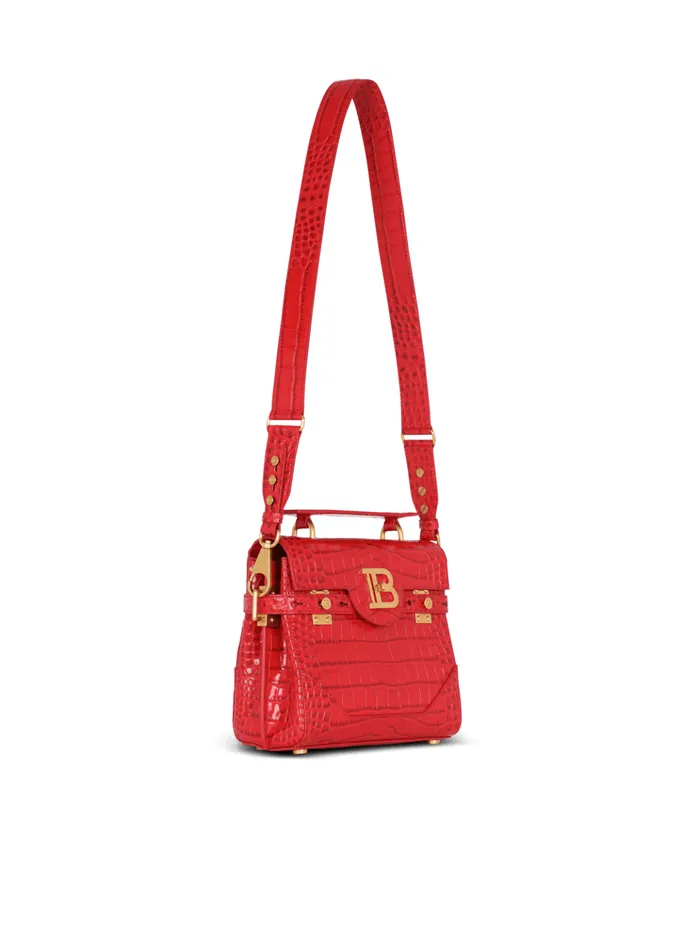 BBuzz 23 Bag In Crocodileprint Leather Red Women Balmain Handbags