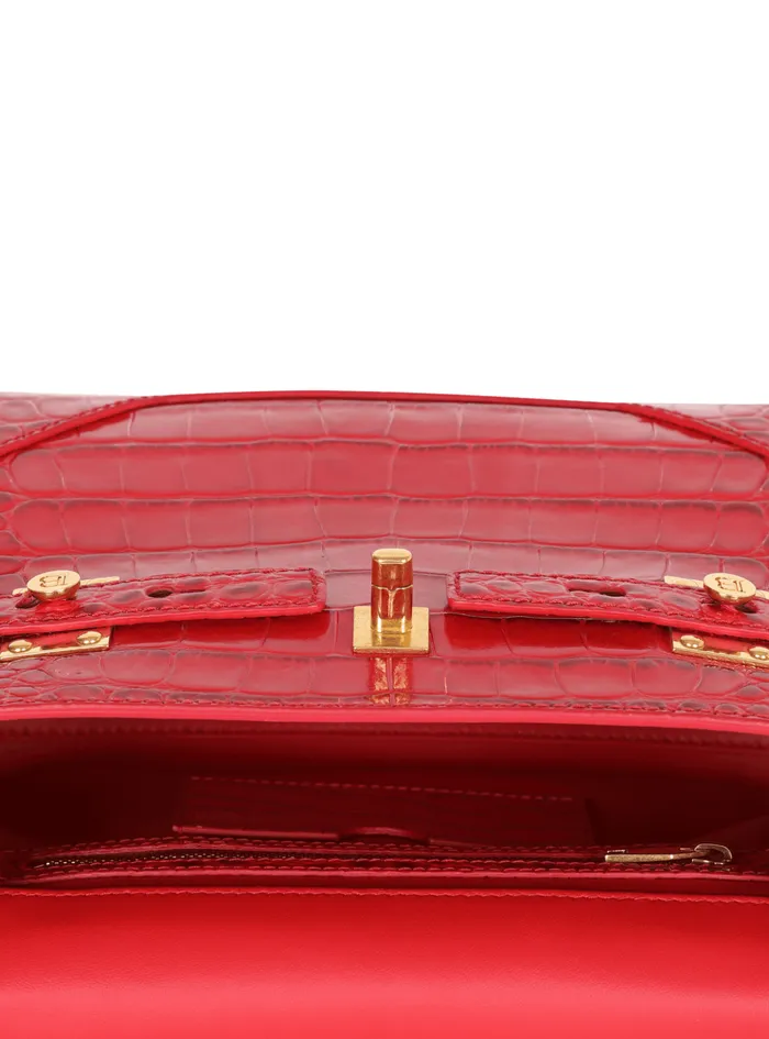 BBuzz 23 Bag In Crocodileprint Leather Red Women Balmain Handbags
