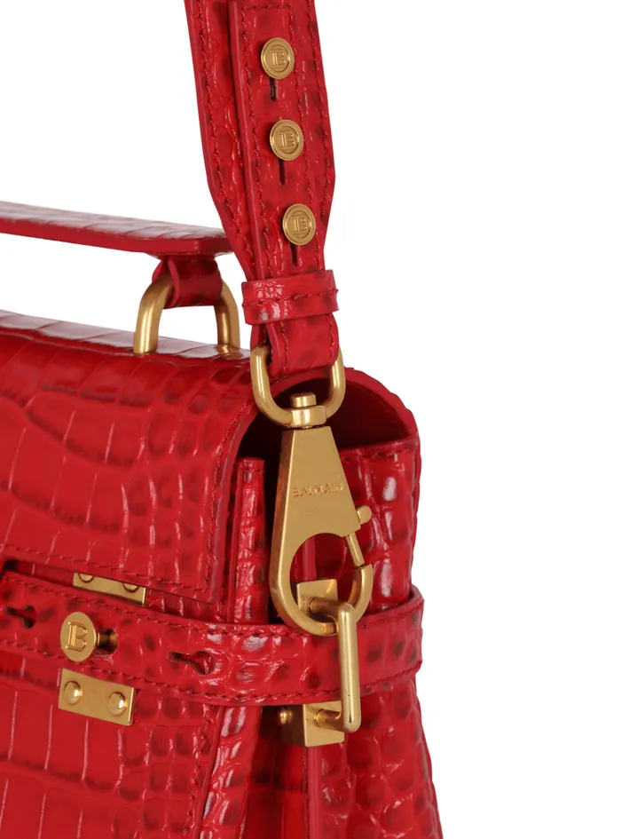 BBuzz 23 Bag In Crocodileprint Leather Red Women Balmain Handbags