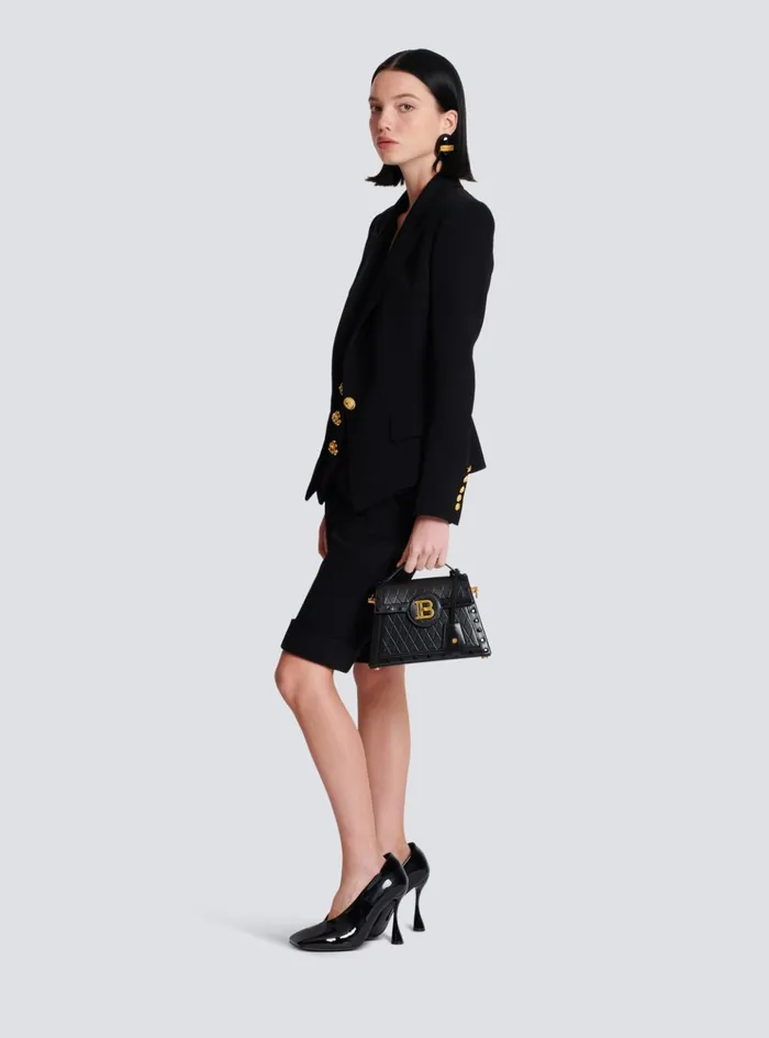 BBuzz Dynasty Bag In Diamondembossed Calfskin Black Women Balmain Handbags