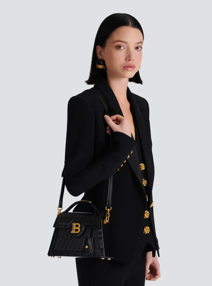 BBuzz Dynasty Bag In Diamondembossed Calfskin Black Women Balmain Handbags