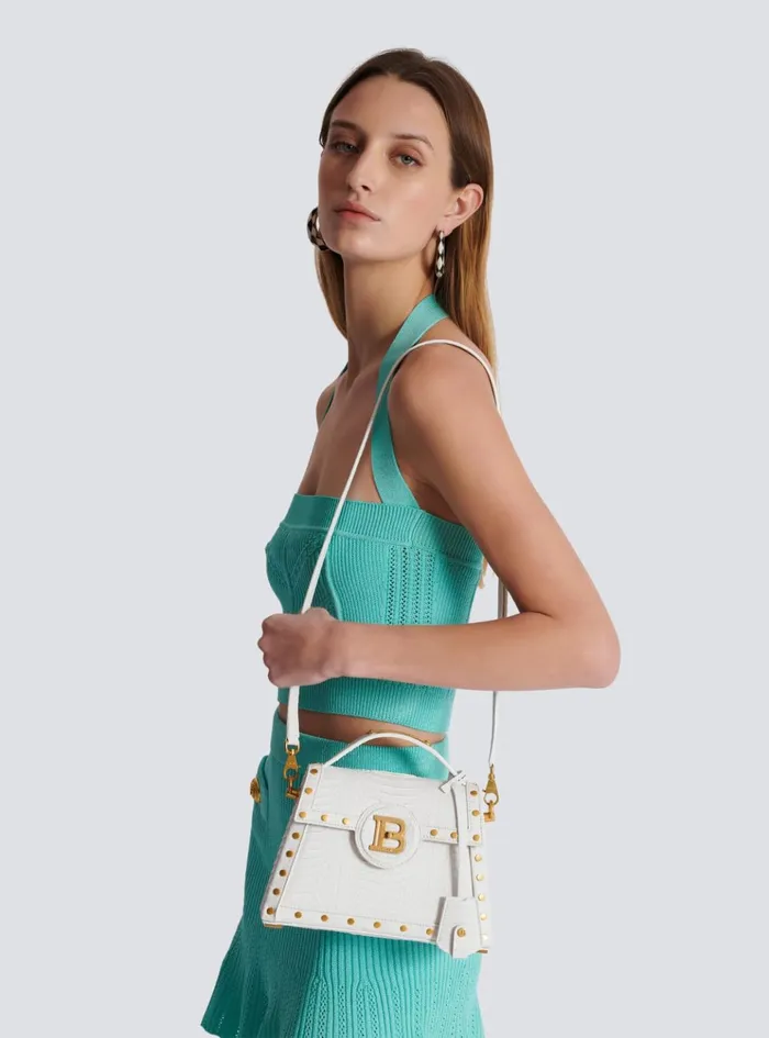 BBuzz Dynasty Bag In Snakeskin Leather White Women Balmain Handbags