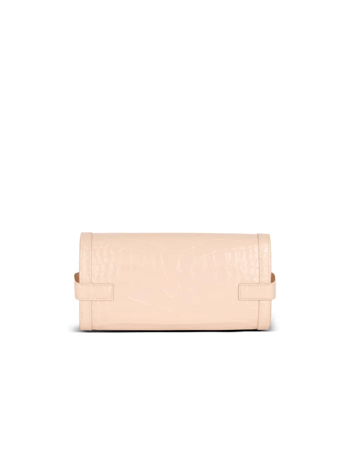 BBuzz Pouch 23 In Crocodileembossed Calfskin Beige Women Balmain Crossbody Bags
