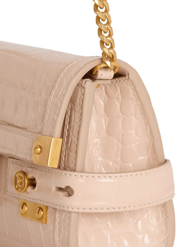 BBuzz Pouch 23 In Crocodileembossed Calfskin Beige Women Balmain Crossbody Bags