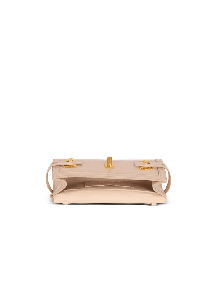 BBuzz Pouch 23 In Crocodileembossed Calfskin Beige Women Balmain Crossbody Bags