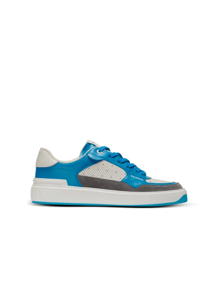 BCourt Flip Sneakers In Calfskin And Suede Blue Men Balmain Sneakers
