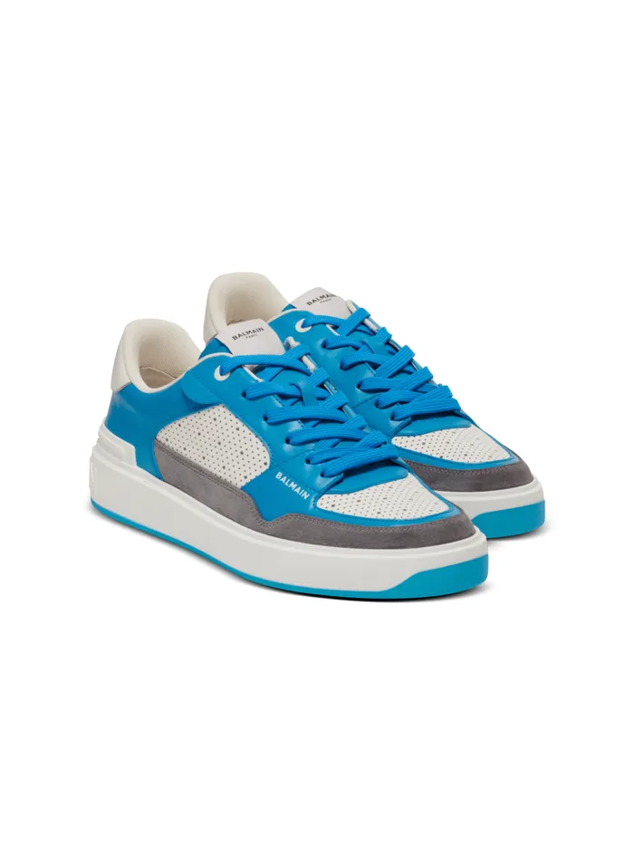 BCourt Flip Sneakers In Calfskin And Suede Blue Men Balmain Sneakers