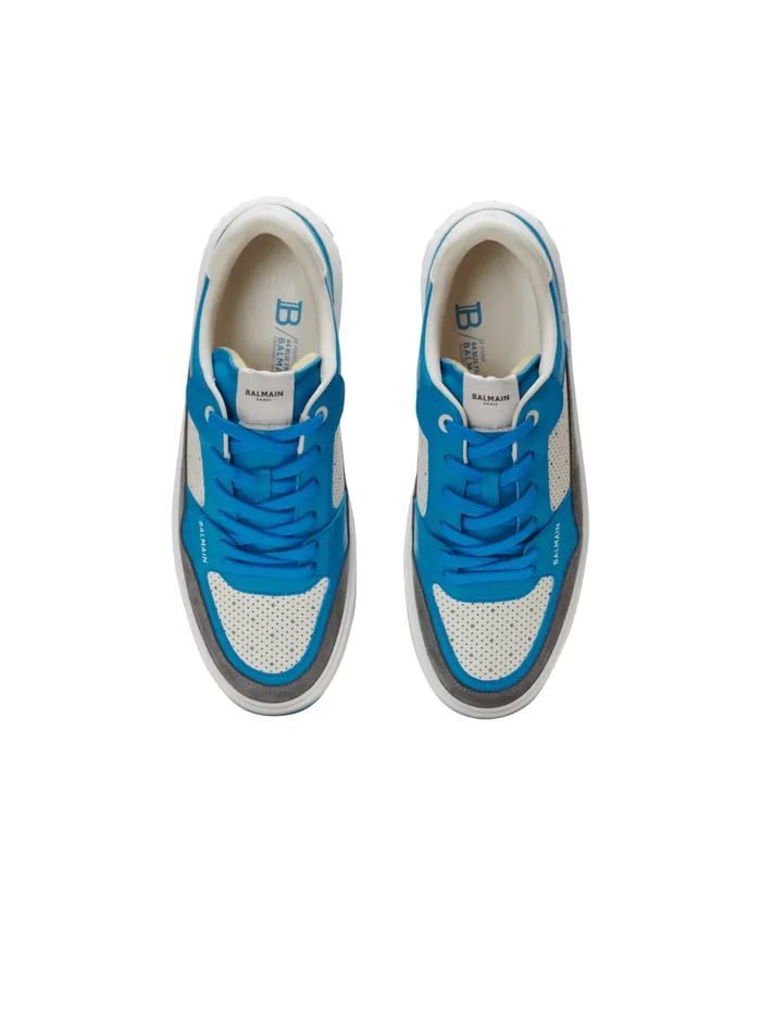 BCourt Flip Sneakers In Calfskin And Suede Blue Men Balmain Sneakers