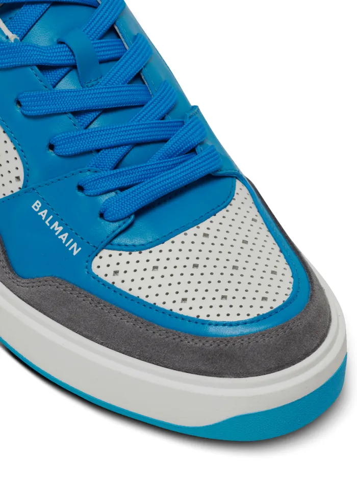 BCourt Flip Sneakers In Calfskin And Suede Blue Men Balmain Sneakers