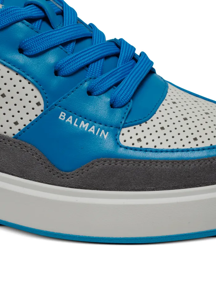 BCourt Flip Sneakers In Calfskin And Suede Blue Men Balmain Sneakers