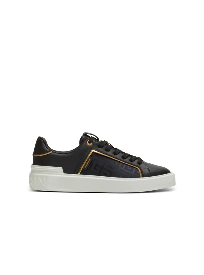 BCourt Monogrammed Nylon And Leather Sneakers Black Women Balmain Sneakers