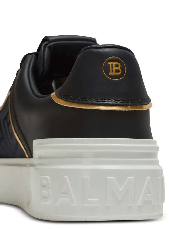 BCourt Monogrammed Nylon And Leather Sneakers Black Women Balmain Sneakers