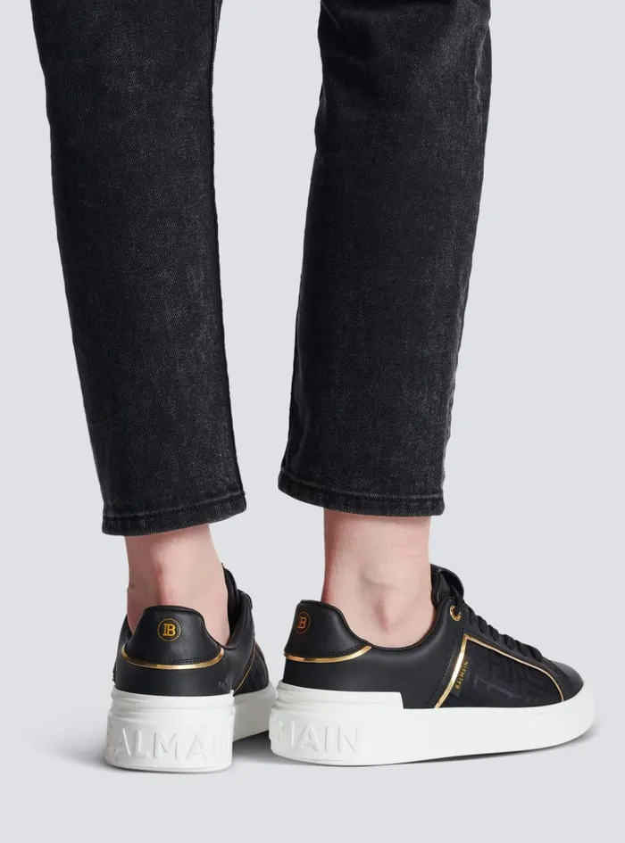 BCourt Monogrammed Nylon And Leather Sneakers Black Women Balmain Sneakers