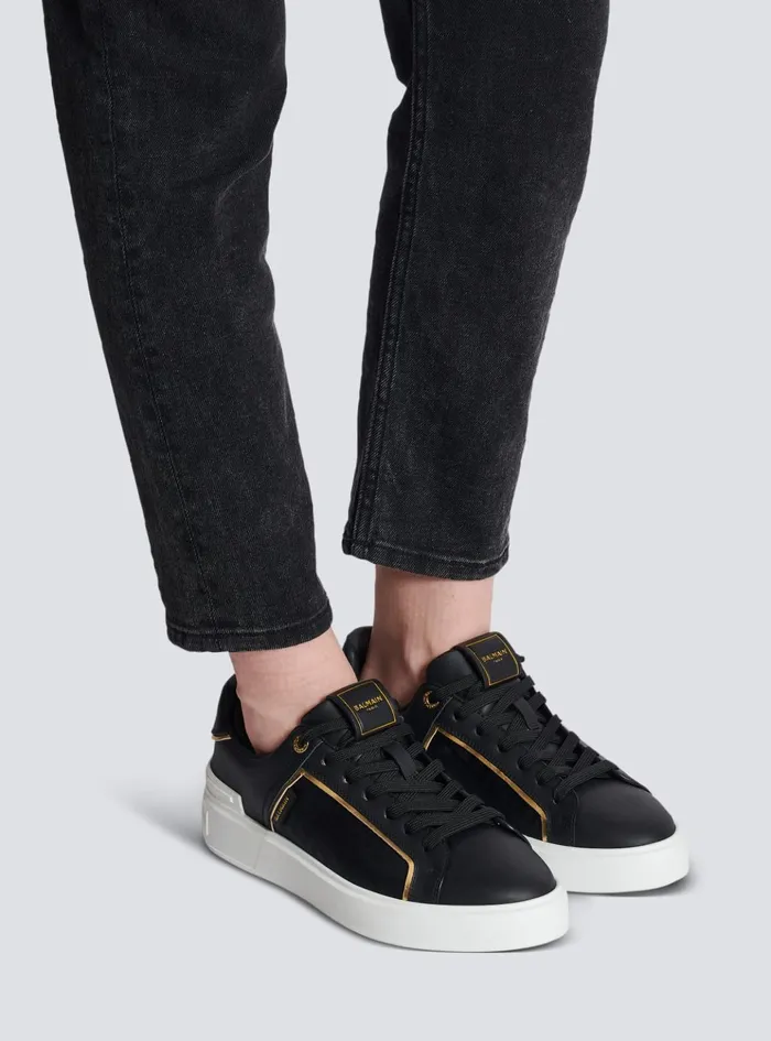 BCourt Monogrammed Nylon And Leather Sneakers Black Women Balmain Sneakers