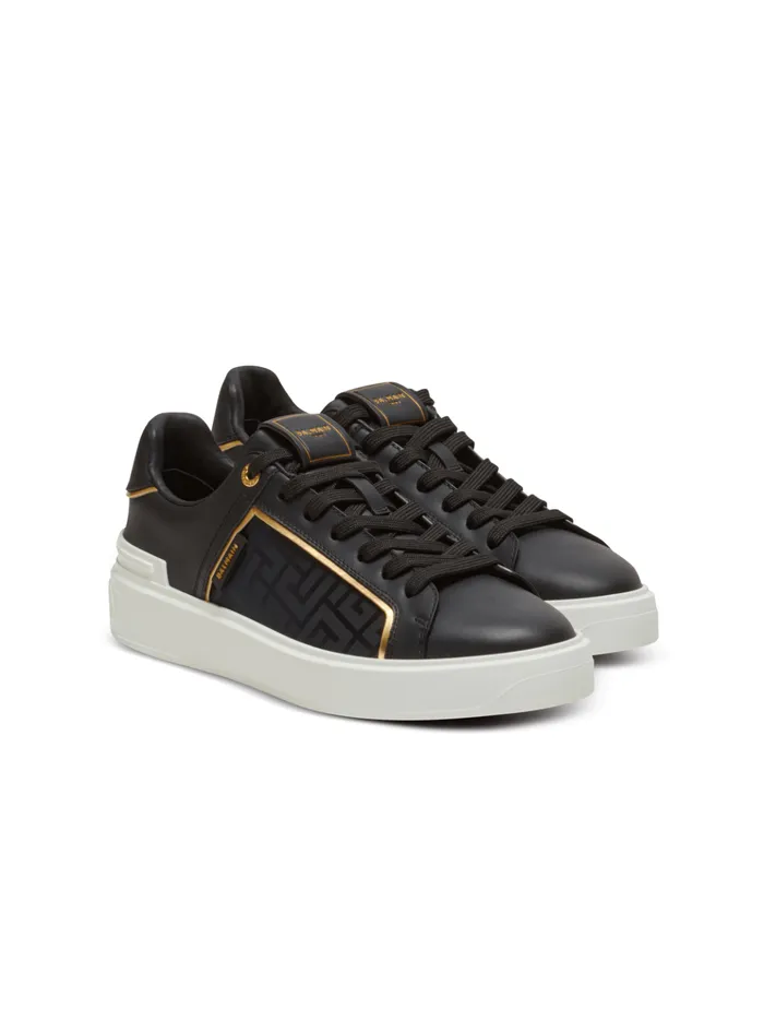 BCourt Monogrammed Nylon And Leather Sneakers Black Women Balmain Sneakers