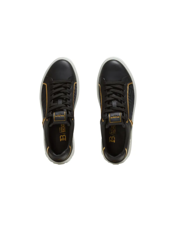 BCourt Monogrammed Nylon And Leather Sneakers Black Women Balmain Sneakers