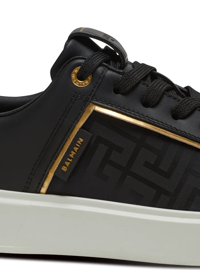 BCourt Monogrammed Nylon And Leather Sneakers Black Women Balmain Sneakers