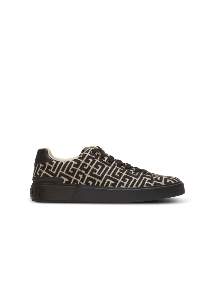 BCourt Trainers With Jacquard Monogram Black Men Balmain Sneakers