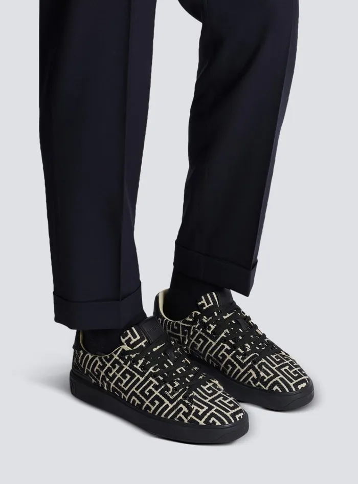 BCourt Trainers With Jacquard Monogram Black Men Balmain Sneakers