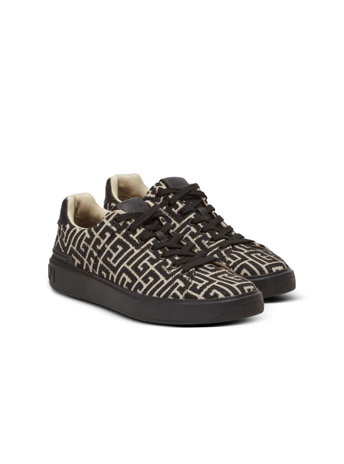 BCourt Trainers With Jacquard Monogram Black Men Balmain Sneakers