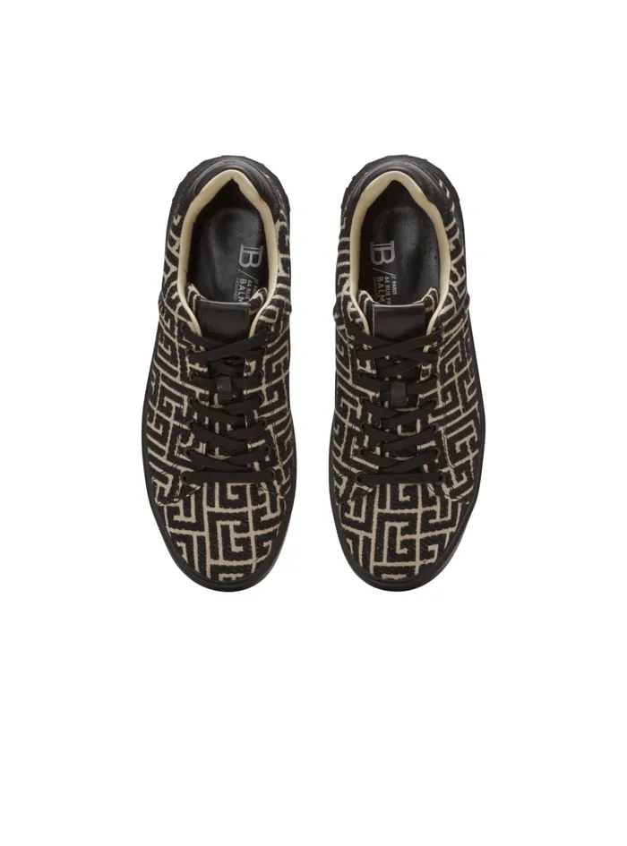 BCourt Trainers With Jacquard Monogram Black Men Balmain Sneakers